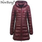 NewBang 8XL Ladies Long Warm Down Coat With Portable Storage Bag Women Ultra Light Down Jacket Women's Overcoats Hip-Length