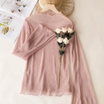 2020 New Transparent Korean Loose Women Lace Blouse 3 Colors Female Bottoming Blouses Plus Size Cheaper Tops